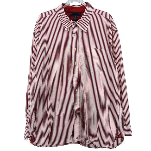 Tommy Hilfiger Red Y2K Stripe Button Down Shirt Mens XXL Ivy Preppy Old Money - Picture 1 of 9